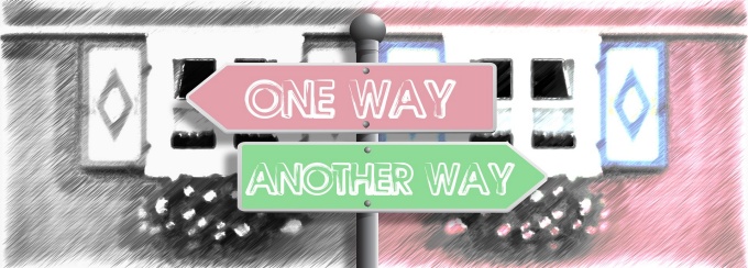 street signs: one way, another way. 