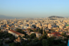 View of Athens with mountains. 