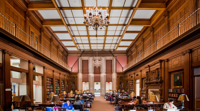 Zoom image: The Abbott Library is located in Abbott Hall on the South Campus. Abbott Library's collections, librarians, and services support the information, instruction, and research needs of students, faculty and staff in UB’s health sciences schools. 
