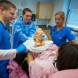 Students in birthing simulation. 