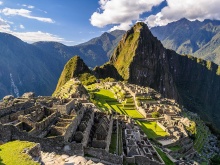 Zoom image: Machu Picchu, site of ancient Inca ruins located about 50 miles northwest of Cuzco, Peru, in the Cordillera de Vilcabamba of the Andes Mountains. 