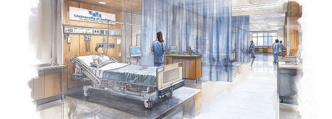 Artist rendition of nursing simulation center. 