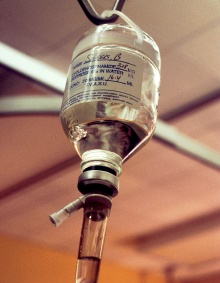 glass bottle for intravenous liquid. 